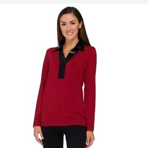 Bob Mackie Long Sleeve Sequined Knit Top